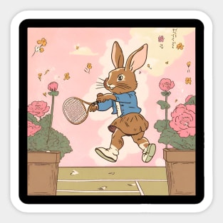 Rabbit Bunny Girl Loves Tennis Playing as the Best Tennis Player Sticker